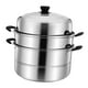 thumbnail image 4 of Olla vaporera con tapa, olla vaporera de fondo grueso de 3 niveles para cocinar alimentos 28 cm, 4 of 9