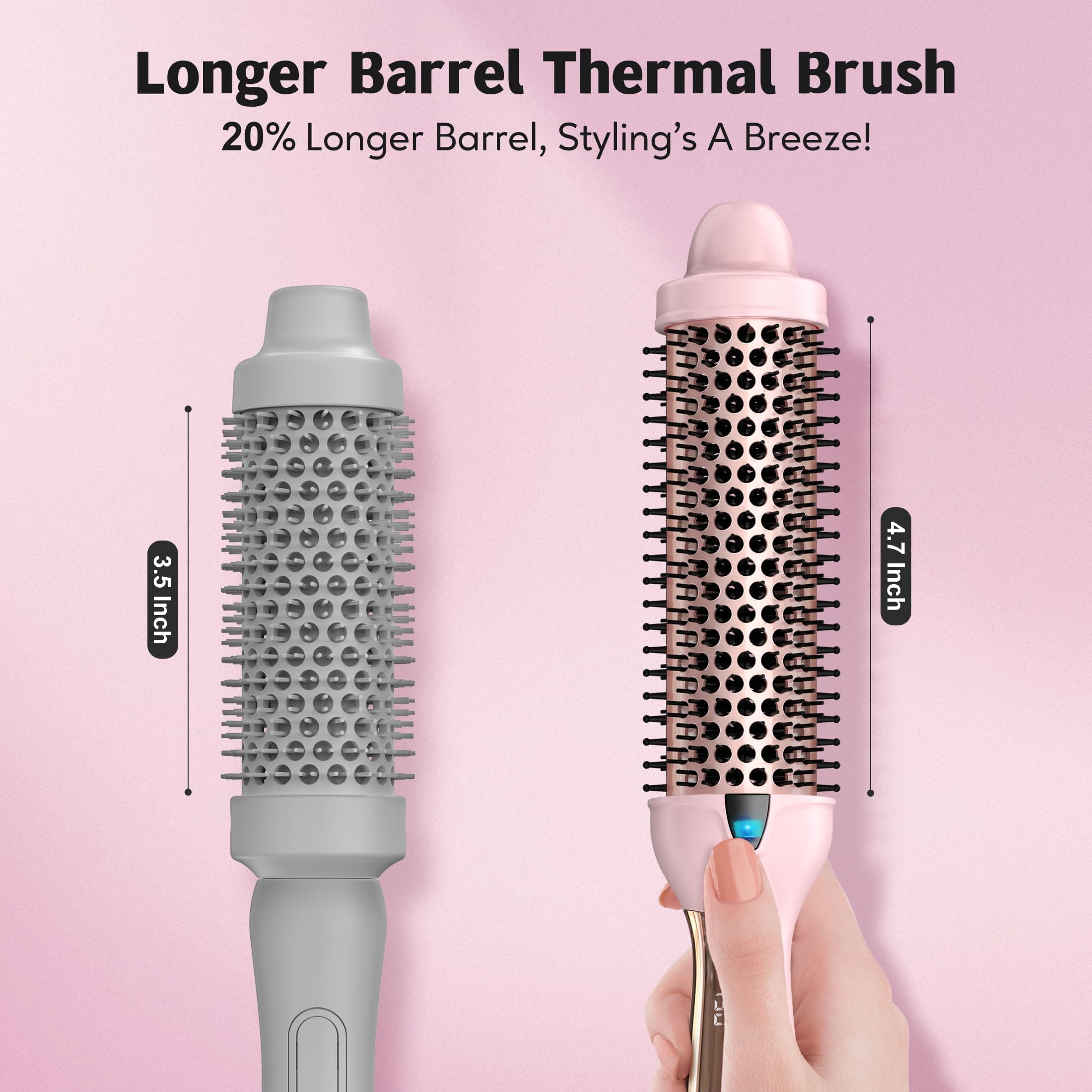 FARERY Thermal Brush 1.5" Long Barrel Hot Curling Wand, Heated Round Brush for Big Bouncy Curls