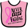 thumbnail image 3 of Inktastic Never Stop Fighting Breast Cancer Awareness Boys or Girls Baby Bib, 3 of 4