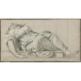 thumbnail image 3 of Simon Vouet 18x12 Black Modern Framed Museum Art Print Titled - Reclining Model, 3 of 5