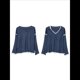 thumbnail image 2 of Suéteres Casuales de Larga con Cuello en V para Mujer, Suéteres Sueltos de Punto Grueso y Suave, Sudaderas, Tops. Azul Marino XXL, 2 of 9
