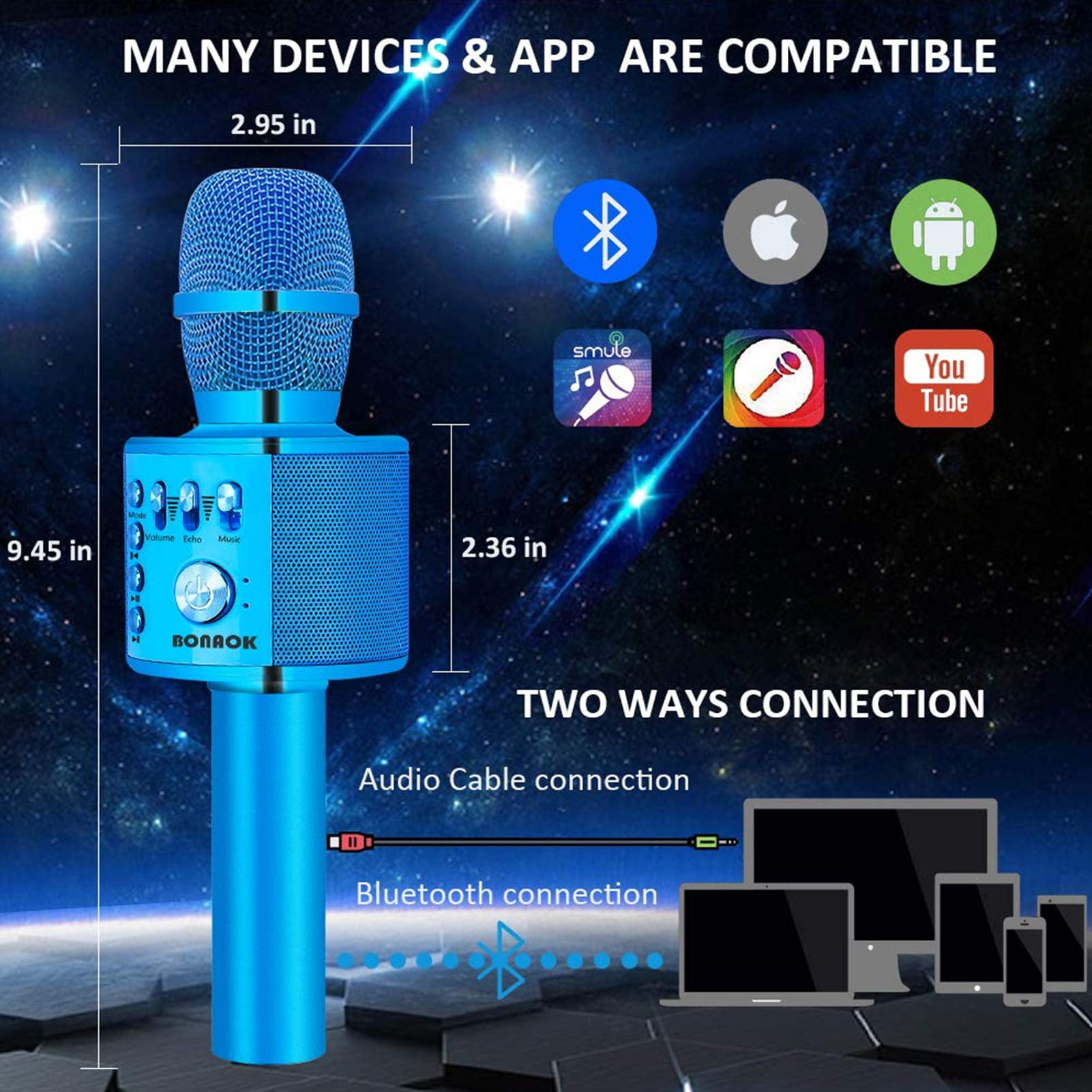 BONAOK Wireless Bluetooth Karaoke Microphone,3-in-1 Portable Handheld –  Bonaokofficial