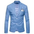 thumbnail image 4 of Akiihool Men's Blazers and Suit Jackets Men's Casual Knit Blazer Suit Jackets One Button Daily Blazer Business Sport Coat Tops (Light Blue,3XL), 4 of 5