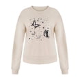 thumbnail image 3 of Luwomo Casual Sweatshirts Womens Butterfly Print Long Sleeve Crewneck Pullover Loose Fit Regular Tops Beige,L, 3 of 6