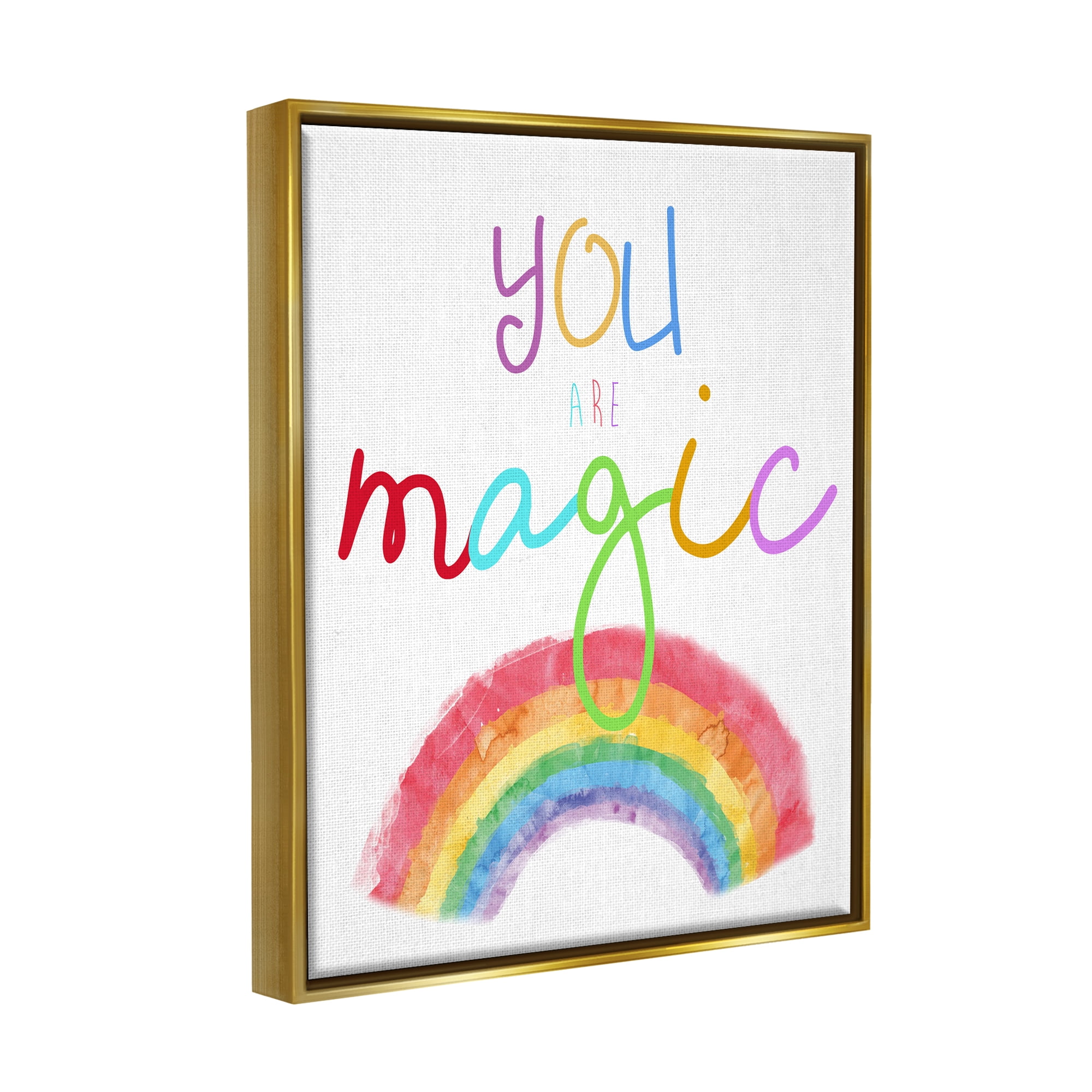 Stupell Industries You Are Magic Rainbow Landscape Painting Gold Floater Framed Canvas Art Print Wall Art, 17 x 21