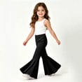 thumbnail image 5 of EnJoCho Toddler Girls Baggy Bell-Bottom Pants Loose Wide Leg Elastic High Waist Ruffled Flared Trousers Little Girls Soft Knit Flared Pants Elastic High Waist Bell Bottom Pants, 5 of 7