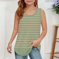 thumbnail image 6 of BRGZLK Girls Summer Tank Top Trendy Striped Printed Loose Fit Sleeveless Top Basic Casual Round Neck Tunic Top Green 13-14 Years, 6 of 6