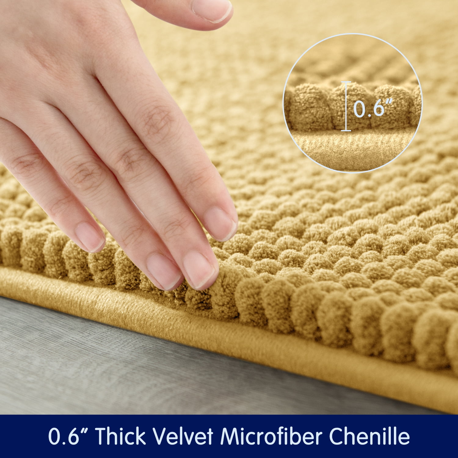 Subrtex Luxury Chenille Bathroom Rug Extra Soft and Absorbent Shaggy Rugs (Beige,20"*32")
