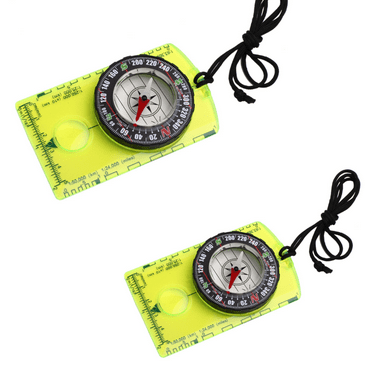 GJX 2 Pieces Compass with Map Scale for Outdoor Use，Multi-functional Compass Hiking Survival Tool，Easy-to-Use Compass for Kids Set