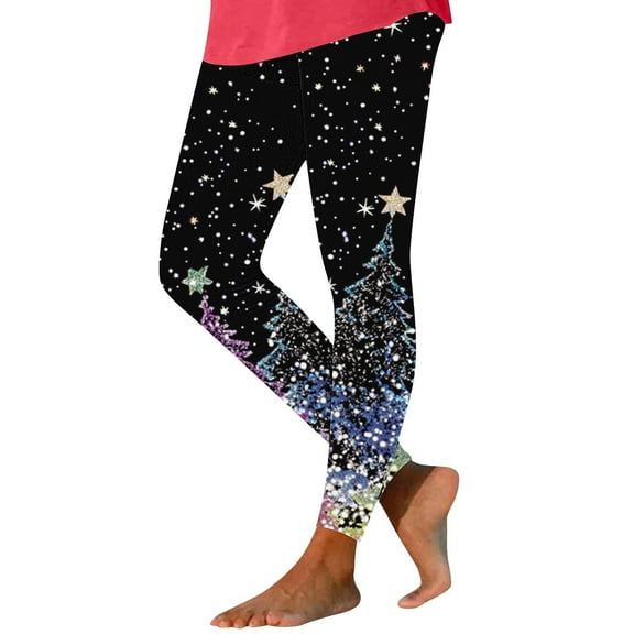 Ayfxijin Women's Travel Pants Christmas Printing Casual Yoga Pants Trousers Tight Leggings