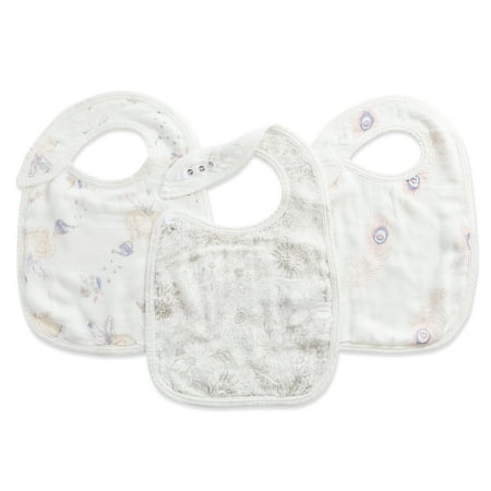 aden + anais silky soft snap bib 3 pack, featherlight