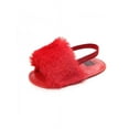 thumbnail image 2 of Infant Baby Girls Boys Hairy Soft Sole Princess Shoes Elastic Sandals Slippers, 2 of 3