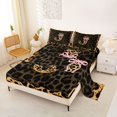 thumbnail image 2 of Manfei Leopard Print J Personalized Initial Bed Sheets 4pcs for Teens Female,Girls Vintage Bowtie Cheetah Print King Sheets,Microfiber Bedroom Decor, 2 of 4