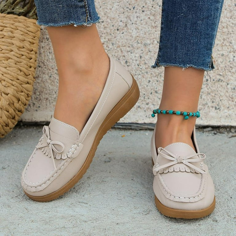 Fesfesfes Womens Loafers Size 8 Round Toe Shoes Slip On Comfort Fashion Comfortable For Walking Flat Shoes 41 8.5 Walmart