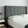 thumbnail image 4 of Sha Cerlin Full Bed Frame, Upholstered Platform Bed with Wingback and Geometric Headboard, Gray, 4 of 9