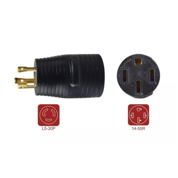 Superior Electric RVA1591 30 Amp Male NEMA L5-30P to 50 Amp Female NEMA 14-50R Adapter Plug for RV