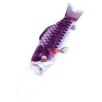 OUNONA Purple Japanese Fish Windsock Handcrafted Cloth Decoration for Outdoor Gardens and Patios, 39-Inch Length