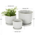 thumbnail image 3 of DecMode 7", 5"H Abstract Circle Patterned White Ceramic Planter with Brown Accents and Base Tray (3 Count), 3 of 9