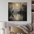 thumbnail image 2 of Designart "Heron Solitary Reflections Painting II" Animals Print on Natural Pine Wood, 2 of 5