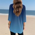 thumbnail image 5 of Duoif Shirts for Women, Womens Tunics to Wear with Leggings Summer 3/4 Length Sleeve V Neck Tshirts with Pockets Long Blouses Casual Ladies Tops and Blouses Blue XXXL, 5 of 7