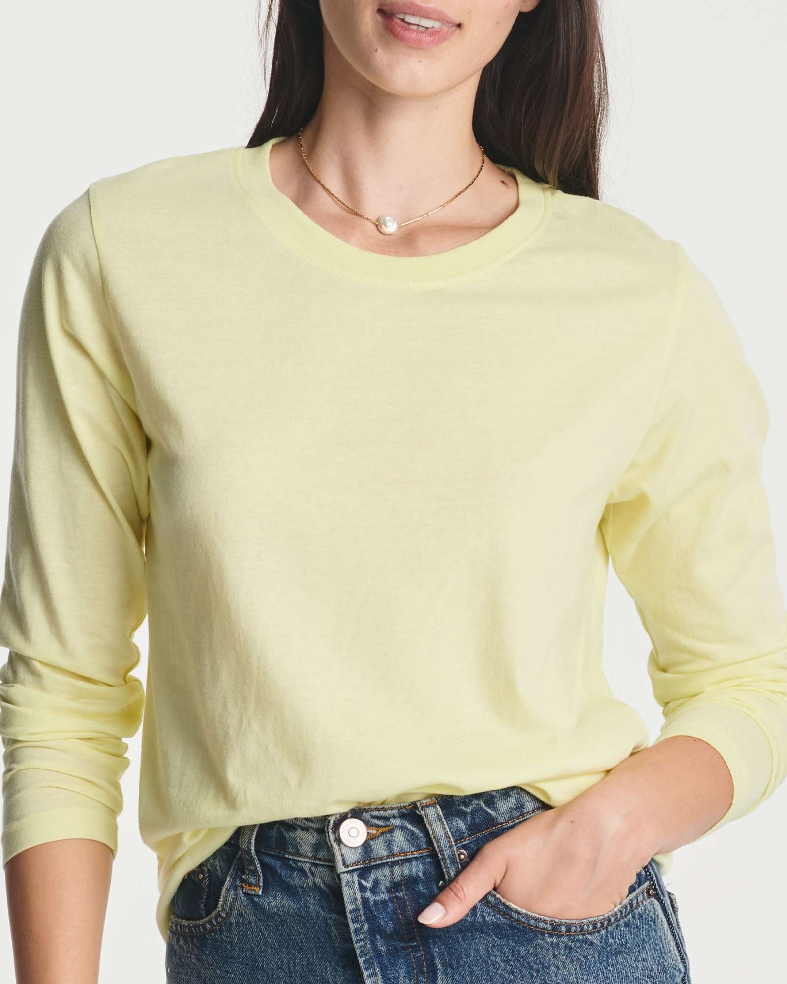 Real Essentials 4 Pack: Women's Cotton Classic-Fit Long-Sleeve Crewneck T-Shirt (Available in Plus Size)