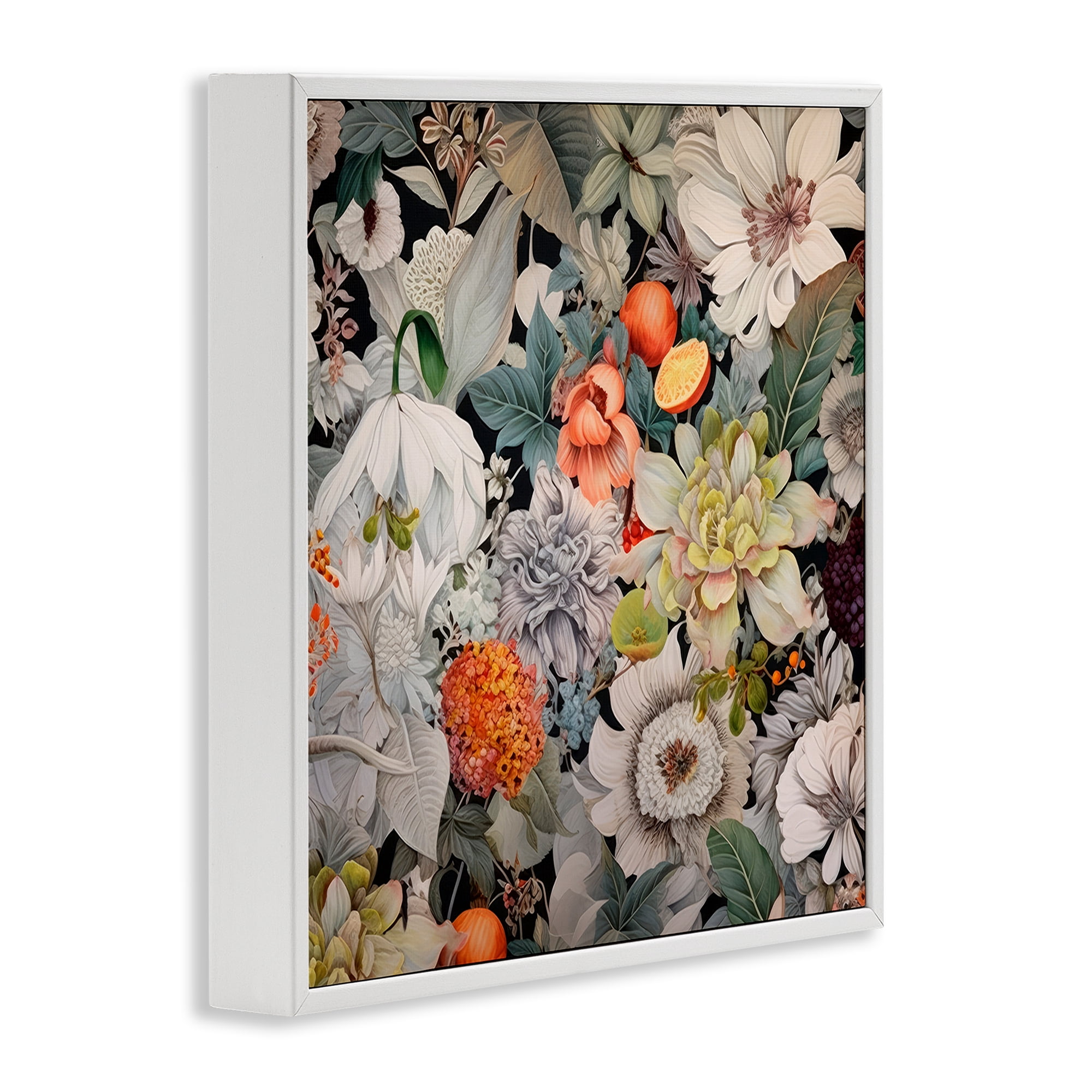 Stupell Industries Grey Mixed Florals Botanical & Floral Painting White Framed Art Print Wall Art, 24 x 24