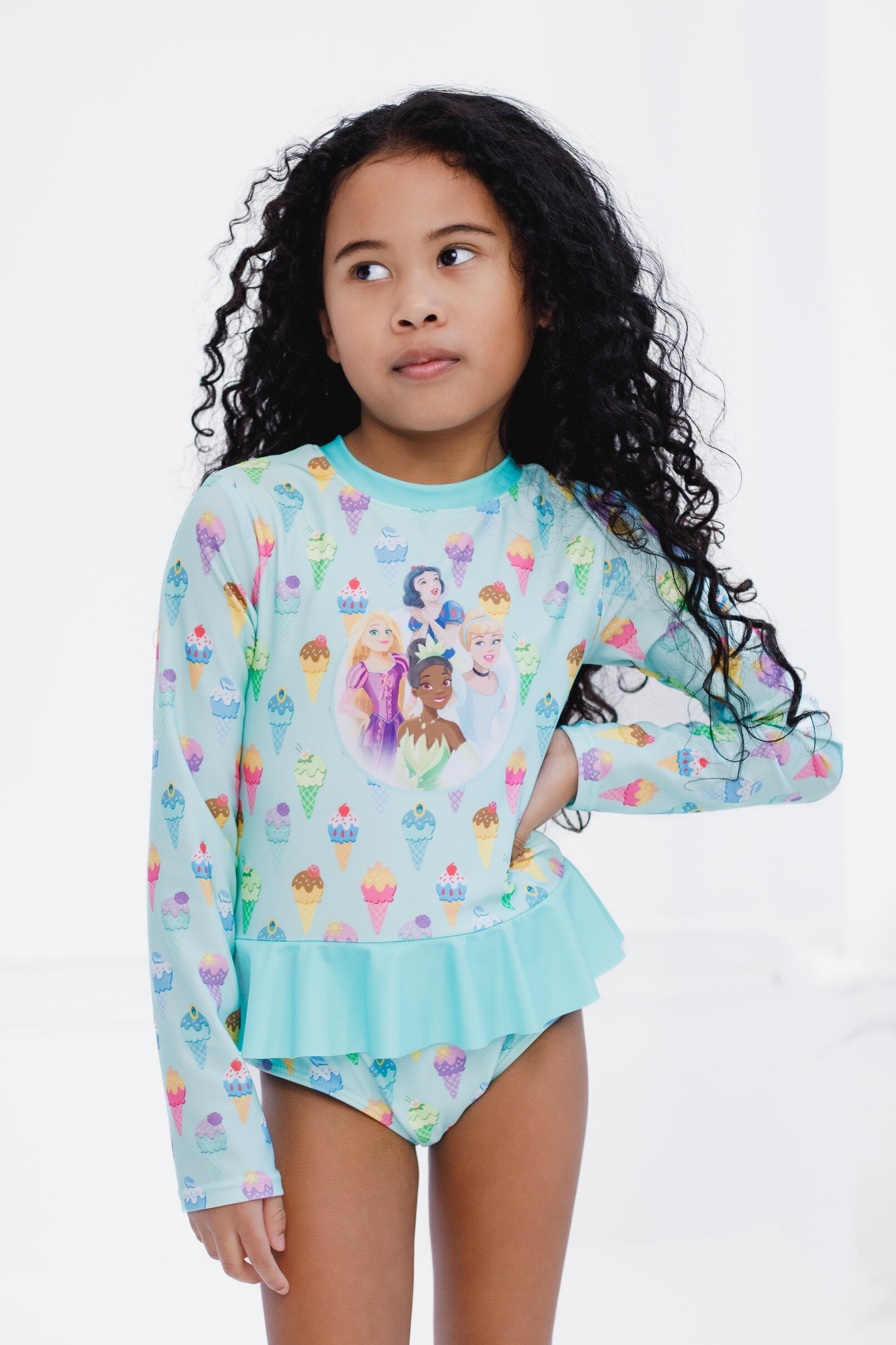 Disney Princess Rapunzel Snow White Tiana UPF 50+ One Piece Bathing Suit Infant to Little Kid