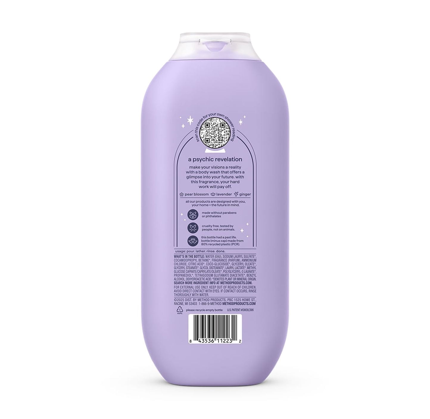 Method Limited Edition Shower Readings Body Wash, The Innovator, 18oz bottle, with notes of Pear Blossom, Lavender and Ginger