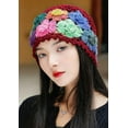 thumbnail image 2 of YooGuoGuo Crochet Beanie Hat for Women Men Y2k Floral Boho Knitted Beanie Cotton Flower Patterned Slouchy Skull Cap Lace Head Wrap, 2 of 7