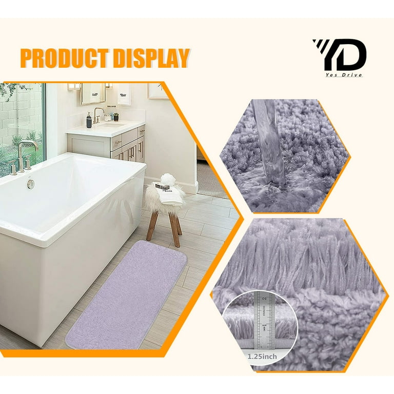 DEXDE Bathroom Runner Rugs Long Bath Mat Non-Slip, Luxury Soft Absorbent  Washable Microfiber Bath Mats for Bathroom Floor, Large Bath Carpet for  Tub