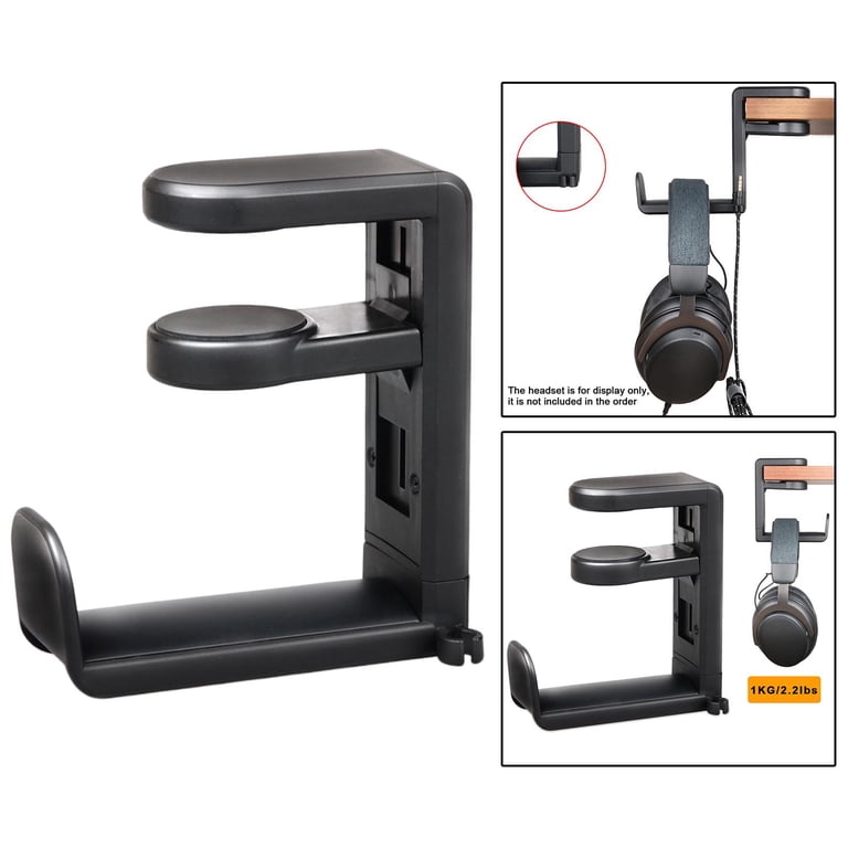 2 In 1 PC Gaming Headphone Stand Adjustable Save Space Rotation Desk-Sided Clamp Headset Support Earphone Holder - 44