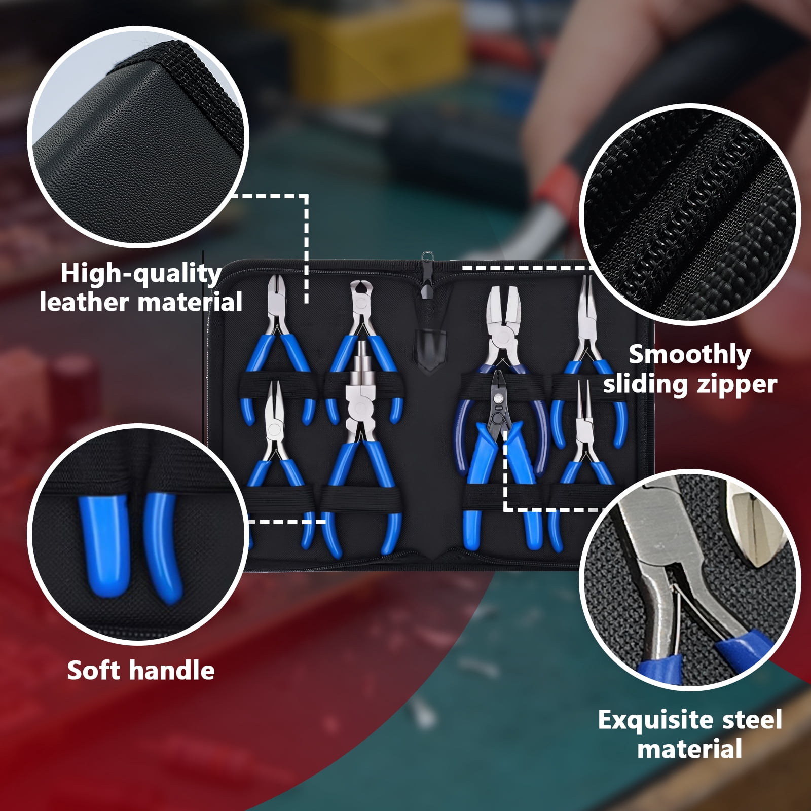 Arcticwind 8PCS 4.5-inch Pliers Set, Pointed Nose Pliers, Mini Pliers, Manual Pliers, Jewelry Pliers accessories tools,Rust-Resistant Ergonomic Grip,For Home DIY Car Outdoor Emergency Kit,Blue