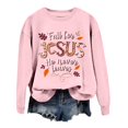 thumbnail image 1 of Wyzesi Chandail en Molleton Sans Capuche pour Femmes, T-Shirt à Manches Longues, Col Rond, Imprimé, Bleu, 1 of 4