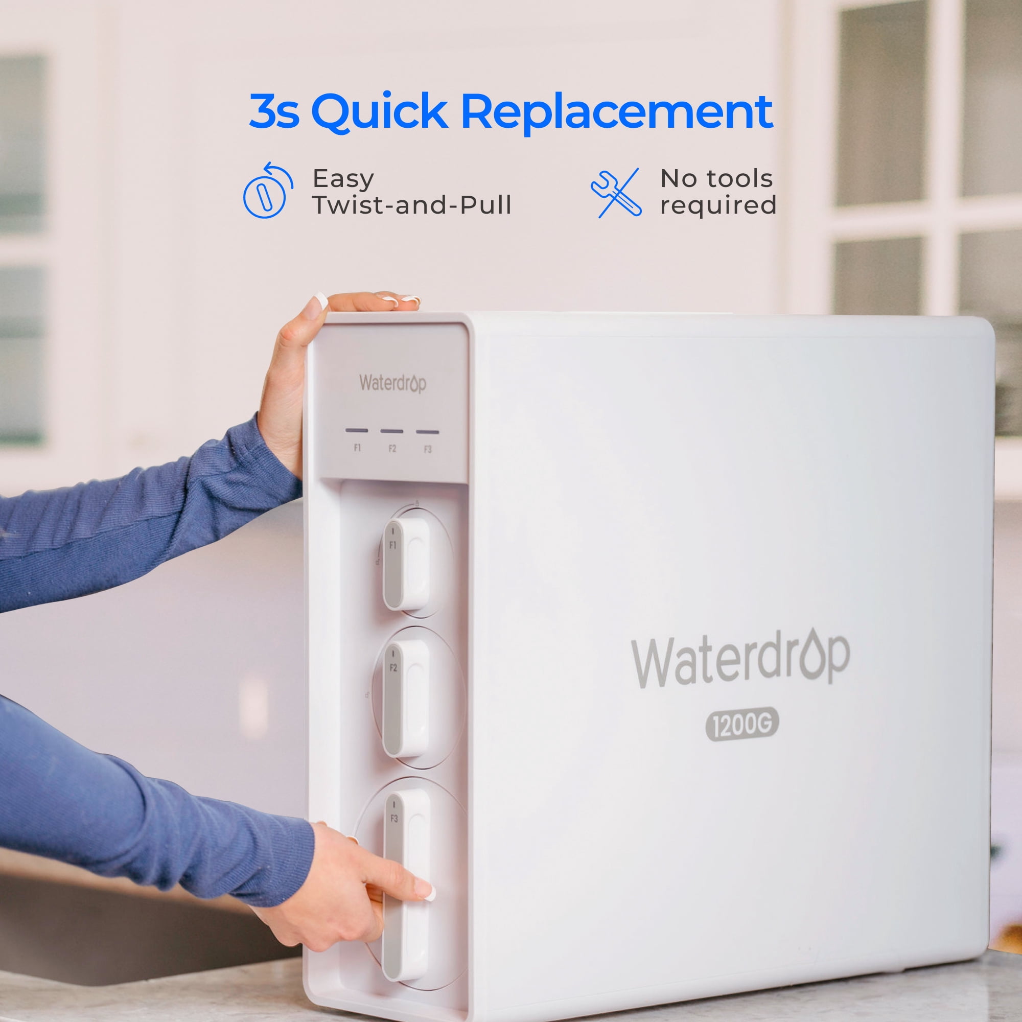 Waterdrop WD-X12-F3 Filter, Replacement for WD-X12-Basic & WD-X12-Alkaline & WD-X12-PRO 1200 GPD Reverse Osmosis System, 24-month Lifetime, Reduce PFAS