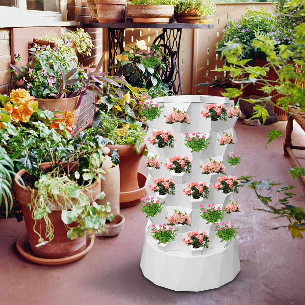 AIHOME Indoor Hydroponic Tower 48 Slots Hydroponic Vegetable Tower With Water Pump Apartment Flower Gardening Planter For Outdoor Spaces gently