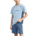 thumbnail image 2 of ITSAME Boys Girls Athletic Outfits 2-Piece Short Sleeve Top and Shorts Set Kids Quick-Dry Sportswear Blue Size 14, 2 of 7