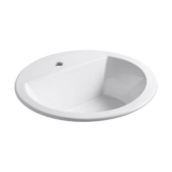 Open Box KOHLER K-2714-1-0 Bryant Round Self-Rimming Bathroom Sink with Single-Hole Faucet Drilling, White