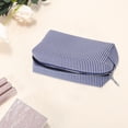 thumbnail image 3 of Unique Bargains 1 Pc Striped Pattern Makeup Bag for Travel Navy Blue Seersucker, 3 of 6