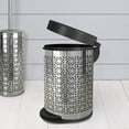 thumbnail image 2 of nu steel Laser Cut Chrome Step Garbage Trash Can & Toilet Brush Holder with Lid: 5 liter/1.32 gal for the Kitchen, Bathroom, Bedroom, Patio, RV STP-TBH-03CHR, 2 of 7