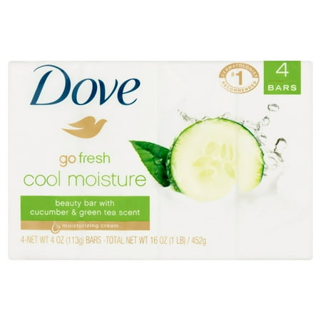 Dove Go Fresh Cool Moisture Beauty Bar Soap With Cucumber And Green Tea Scent, 4.25 oz, 4 ct - Walmart.com