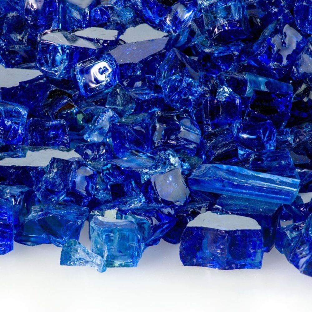 Fireplace,Fire Pit Glass Rocks 10 LBS 1/4" SAPPHIRE REFLECTIVE COBALT BLUE 