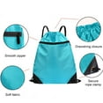 thumbnail image 5 of Todaioua Drawstring Backpack Bag, Waterproof Drawstring Gym Bag, Draw String Back Sack with Zipper Pocket, Cinch Bags Sports Backpack String Sackpack Swim String for Men Women (Sky Blue), 5 of 6