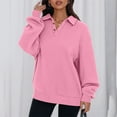 thumbnail image 3 of DAFPZW Women Quarter Button Up Collar Sweatshirt Oversized Long Sleeve Tops Fall Fashion Pullover Winter Shirts, 3 of 8