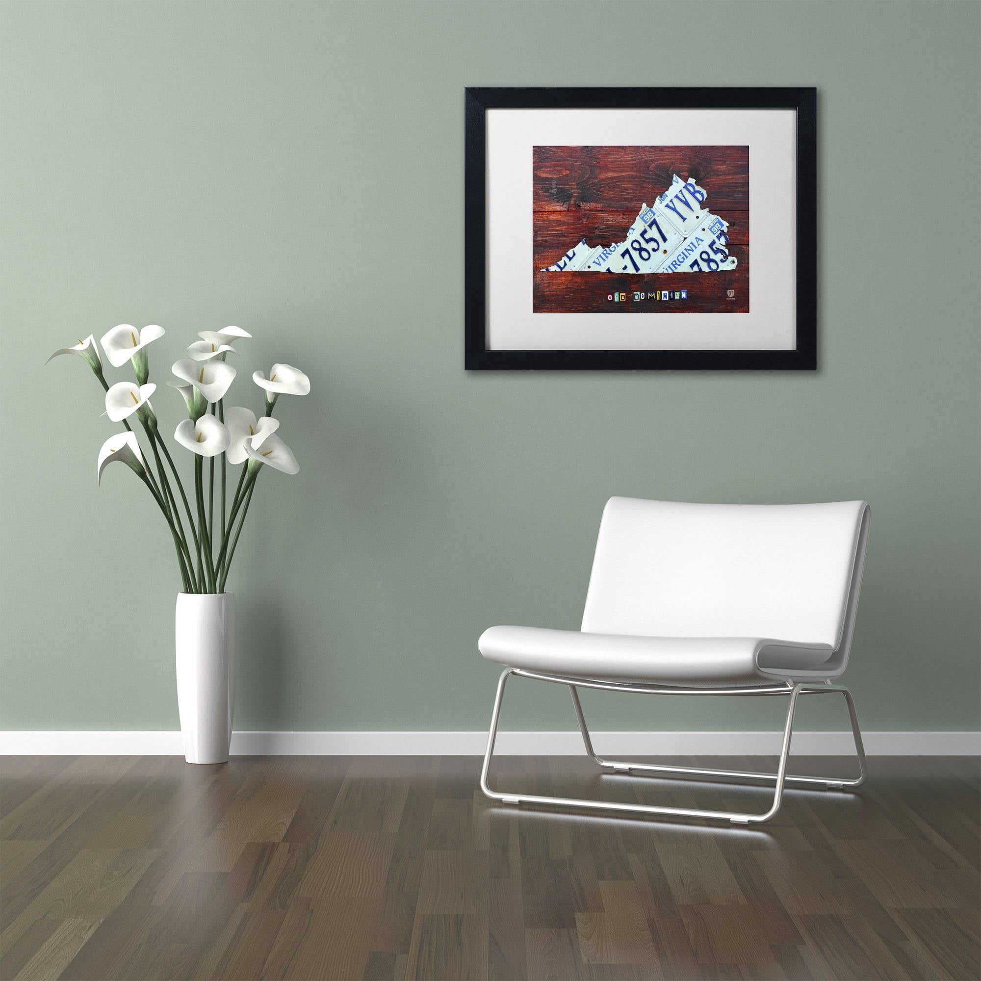 Trademark Fine Art 'Virginia License Plate Map II' Canvas Art by Design Turnpike, White Matte, Black Frame