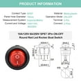 thumbnail image 2 of XINQIHANG KCD1 On/Off 3-Pin 2-Position Snap 10A/125V, 6A/250V Red LED Round Boat Rocker Switch-5Pack, 2 of 6