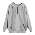 thumbnail image 6 of Yokua Women's Oversized Hooded Quarter Zip Long Sleeve Sweatshirt Fashion Solid Color Pullover, 6 of 9