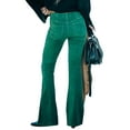 thumbnail image 3 of Frontwalk Women Corduroy Flare Pants Elastic Waist Bell Bottom Trousers High Waist Fall Casual Trouser Pants Green 3XL, 3 of 3