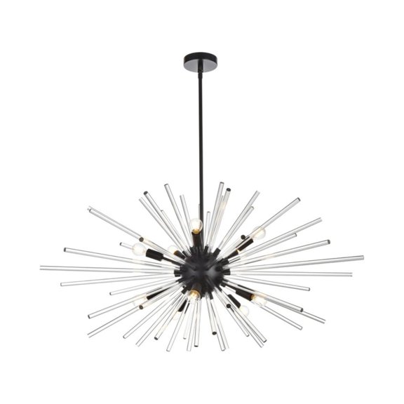Sienna 46 inch crystal rod pendant in black