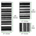 thumbnail image 4 of mDesign Striped Microfiber Bathroom Spa Mat Rugs/Runner, Set of 3 - Black/Gray, 4 of 9