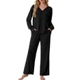 thumbnail image 6 of Cueply Lounge Sets for Women 2 Piece Outfits Fall Long Sleeve Knit Sweater Top Wide Leg Pants Loungewear Winter Matching Set, 6 of 8